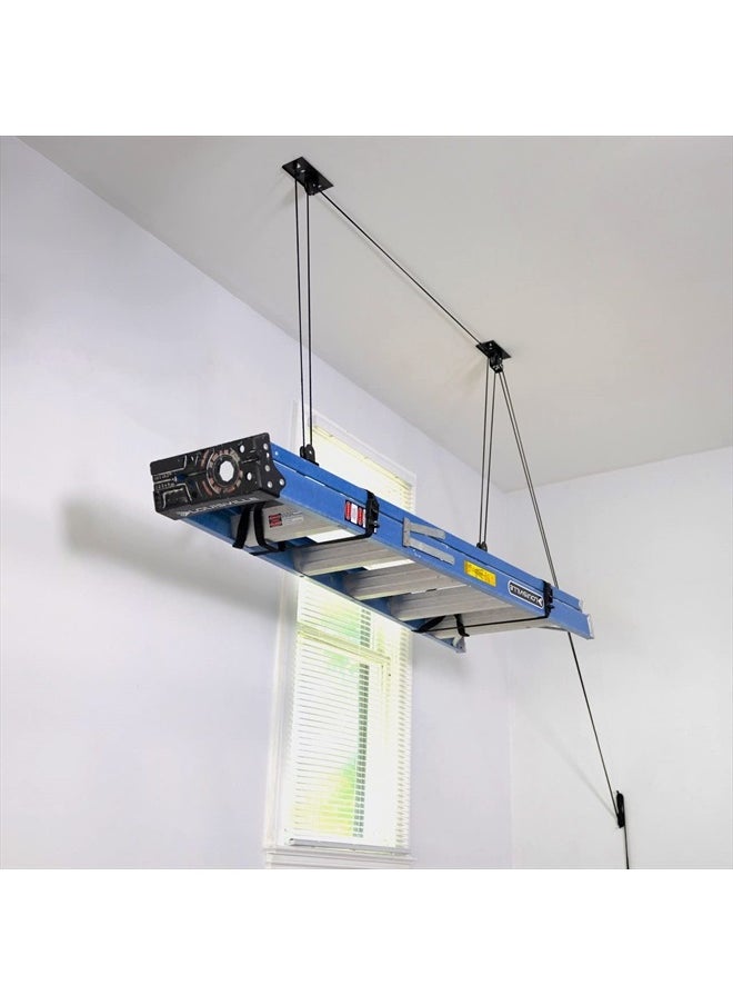 StoreYourBoard Ladder Storage Ceiling Pulley System, Garage Mount Hoist, Heavy Duty Hanging Organizer Holds 150 lbs  - Image 4