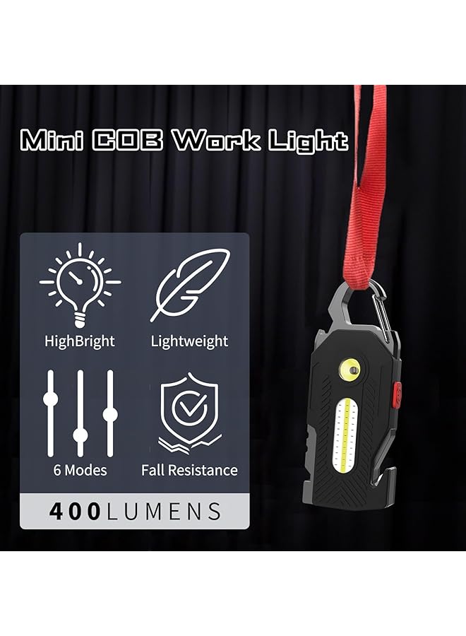Excefore Keychain Flashlight Rechargeable Flashlights 7 in 1 Mini COB Keychain Work Light 6 Lighting Modes with Bottle Opener Screwdriver Survival Whistle for Camping Fishing Hiking Emergency - Image 5