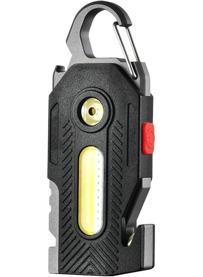 Excefore Keychain Flashlight Rechargeable Flashlights 7 in 1 Mini COB Keychain Work Light 6 Lighting Modes with Bottle Opener Screwdriver Survival Whistle for Camping Fishing Hiking Emergency - Image 1