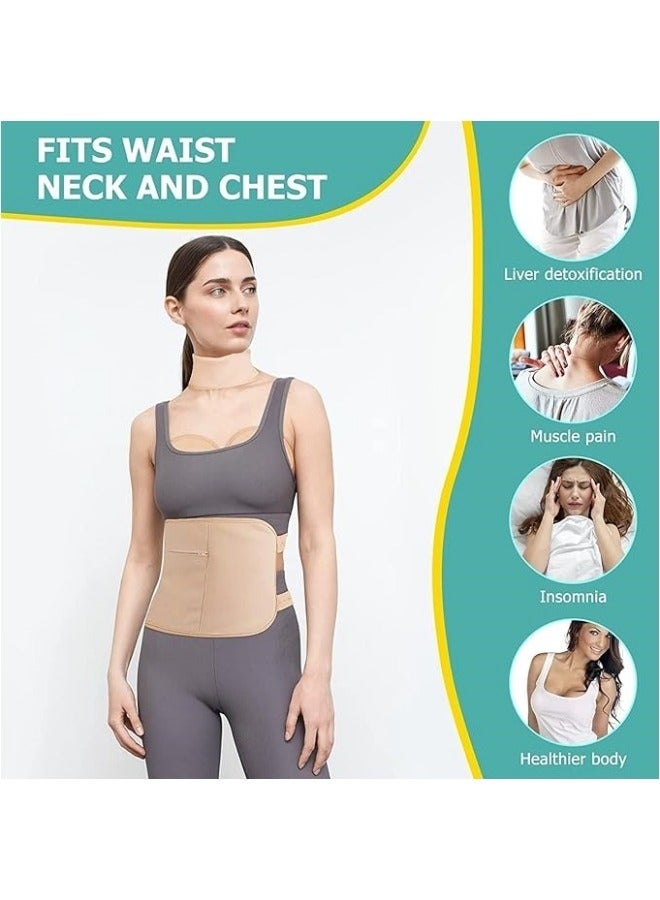 general 4Pack Castor Oil Pack for Chest, Neck and Liver, Reusable Compress Castor Oil Pack Wrap for Liver Detox with Adjustable Elastic Strap Flannel Cotton Machine Washable Anti Oil Leak - Image 2