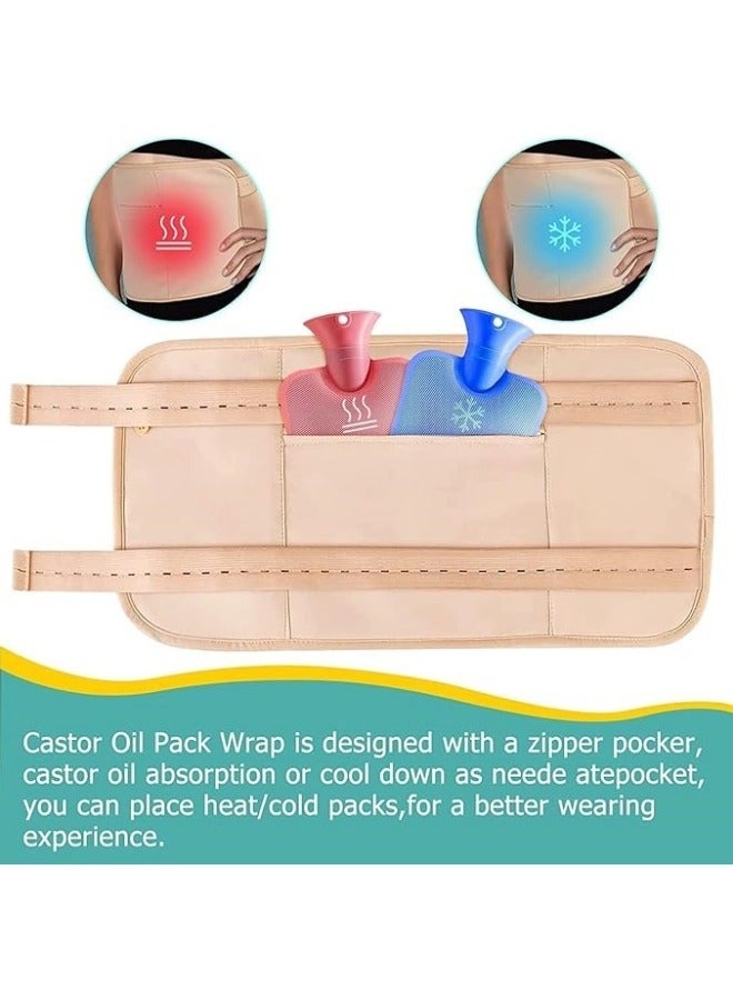 general 4Pack Castor Oil Pack for Chest, Neck and Liver, Reusable Compress Castor Oil Pack Wrap for Liver Detox with Adjustable Elastic Strap Flannel Cotton Machine Washable Anti Oil Leak - Image 3