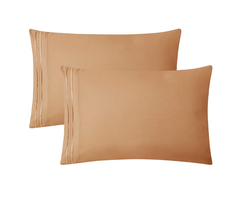 Clara Clark 1800 Premier Series 4pc Bed Sheet Set - King, Mocha Light Brown Carmel - Image 5