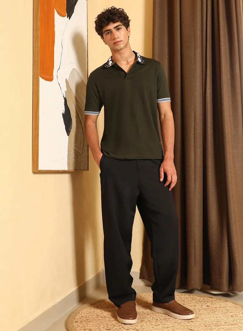 CAHOOT  Men's Sacramento Green Block Argyle-Knit Polo T-Shirt for Men | Best Price UAE