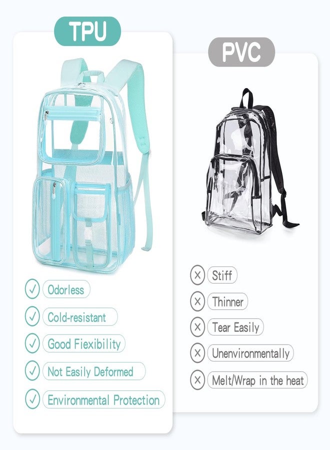 Cusangel Clear Light Blue Backpack For Girls, Heavy Duty Transparent BookBag,16inch TPU Large Capacity See Through Bag for Sport Events,Travel,Stadiums,Work - Image 4