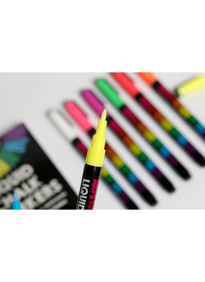 Bandle B. Chalk Markers - 8 Vibrant Fine Tip, Erasable, Non-Toxic, Water-Based, For Kids & Adults for Glass or Chalkboard Markers for Businesses, Restaurants, Liquid Chalk Markers (Vibrant 1mm)  - Image 5