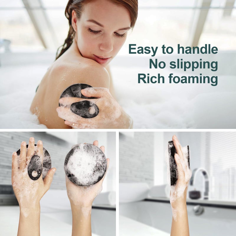 INNERNEED Food-Grade Silicone Body Scrubber Exfoliating & Massaging Shower Brush, More Hygienic Bathing Tool, for All Skin Types, Lathers Well, Longer Service Life (Black) - Image 2