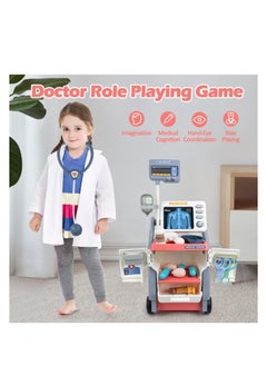 SYOSI Toy Doctor Kit, Kids Medical Cart Playset with Simulated Sounds, Realistic Pretend Play Doctor Games for Toddlers 3-5, Pretend Medical Station Set with Mobile Cart, Gift for Boys Girls (Pink)  - Image 2