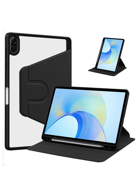 Case for  Honor Pad X9 11.5 Inch,Tablet Protective Case With Pen Slot, Acrylic 360 ° Rotating Design, Automatic Wake-up/sleep, Soft Leather,Blackft Leather,Black