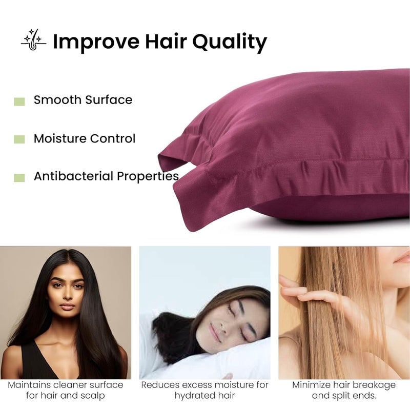 Mush Bamboo Pillow Cover Set of 2 400 TC 100 Bamboo Pillow Cover for Hair Skin Breathable Silky Soft Envelope Pillowcases for Hot Sleepers Night Sweats 17x 27 Crimson Wine King - Image 5