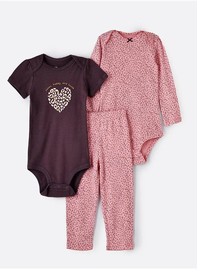 babyqlo Happy Kitty 3-Piece Baby bodysuit Set