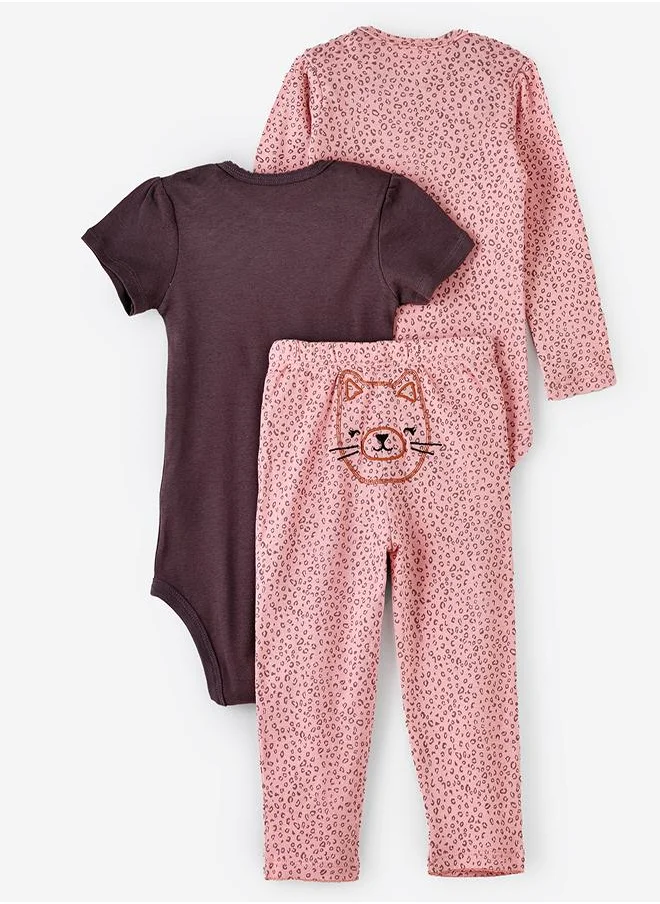 بيبي كلو Happy Kitty 3-Piece Baby bodysuit Set