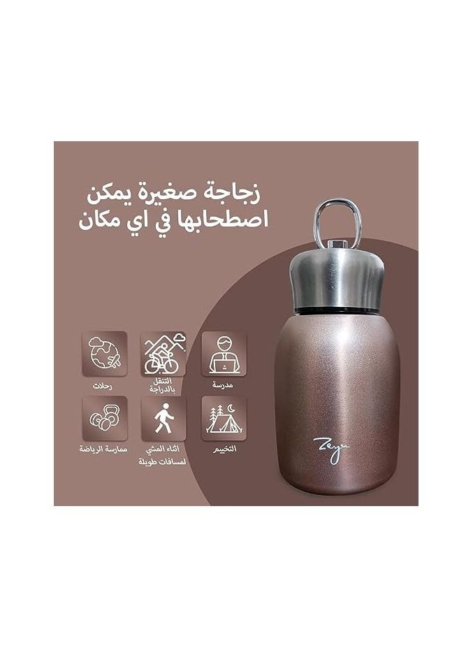 ماركة غير محددة - قارورة معزولة بالفراغ من هانسو، كوب حراري للقهوة، قوارير ترمس محمولة للسفر، كوب زجاجة مياه 304 من الفولاذ المقاوم للصدأ للشاي والقهوة 300 مل (ذهبي وردي) - Image 1