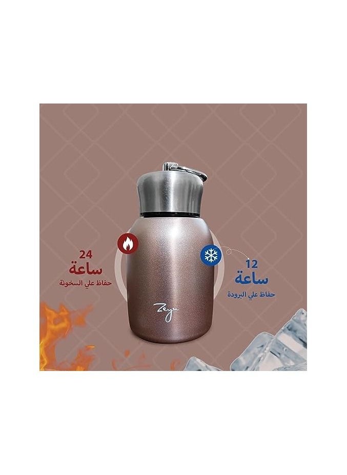 ماركة غير محددة - قارورة معزولة بالفراغ من هانسو، كوب حراري للقهوة، قوارير ترمس محمولة للسفر، كوب زجاجة مياه 304 من الفولاذ المقاوم للصدأ للشاي والقهوة 300 مل (ذهبي وردي) - Image 1