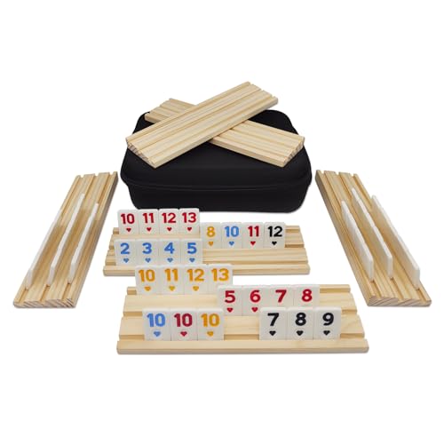 MIDOLITE Rummy Cube 6 Player Edition with 6 Wooden Racks Rummy Cube Game with Case 6 Players with Portable Case 160 Tiles Rummy Cube Travel Game Set for Family Adults Kids - Image 1