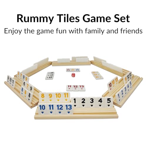 MIDOLITE Rummy Cube 6 Player Edition with 6 Wooden Racks Rummy Cube Game with Case 6 Players with Portable Case 160 Tiles Rummy Cube Travel Game Set for Family Adults Kids - Image 5