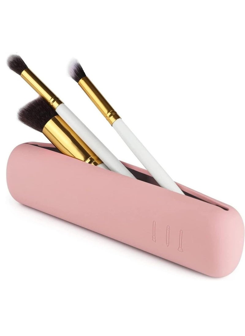 INOVERA (LABEL) INOVERA (LABEL) Silicone Large Makeup Brush Holder, Cosmetic Face Brushes Pouch, Magnetic Anti-Fall Out, Soft And Sleek Makeup Tools Organizer For Travel (Light Pink, Width:6 Cm)  - Image 1