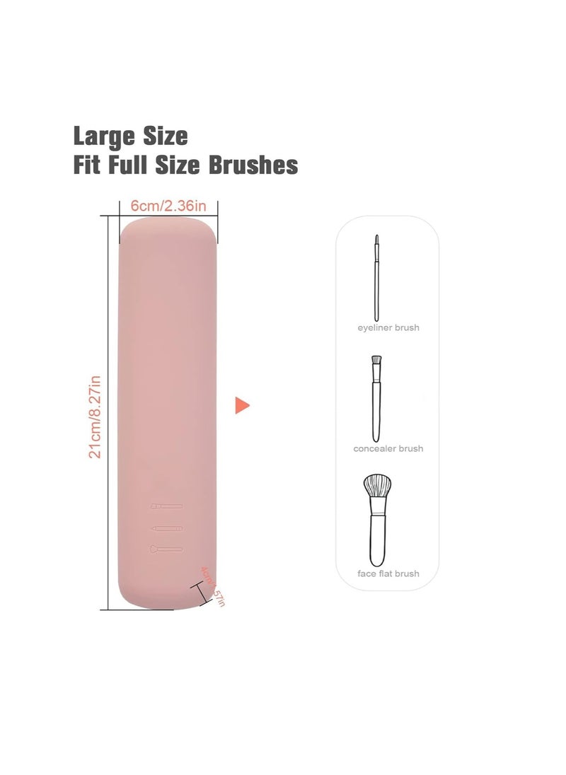 INOVERA (LABEL) INOVERA (LABEL) Silicone Large Makeup Brush Holder, Cosmetic Face Brushes Pouch, Magnetic Anti-Fall Out, Soft And Sleek Makeup Tools Organizer For Travel (Light Pink, Width:6 Cm)  - Image 2