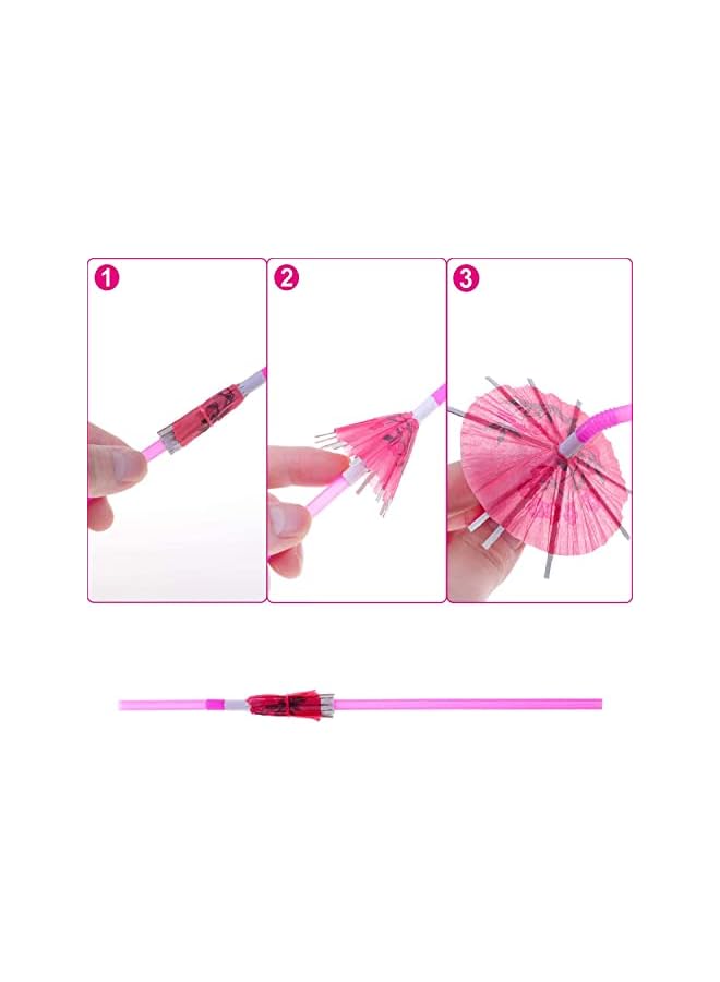 S-TOP 100 Umbrella Parasol Drinking Straws, Umbrella Straws Hawaiian Party Straws for Drinks Decorations (Assorted Colors) - Image 2