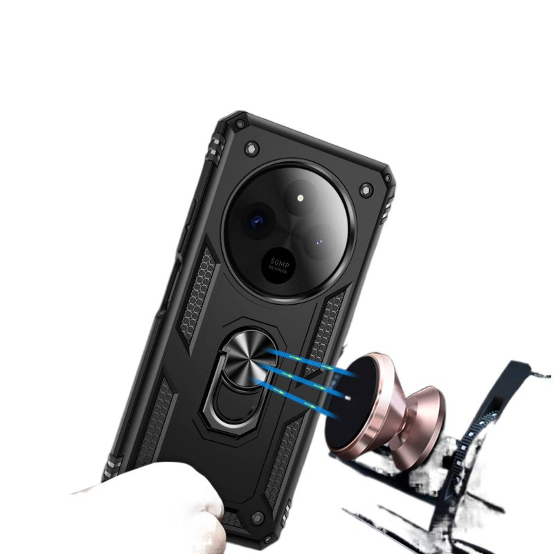 LS غطاء MagSafe بTPU لـ Redmi Note 13 Pro مع حماية من السقوط وحامل قائم مع مقاوم للصدمات مع مغناطيس قوي باللون Gold مغناطيسي بوظيفة حامل من مادة TPU باللون الذهبي باللون الأحمر - Image 4