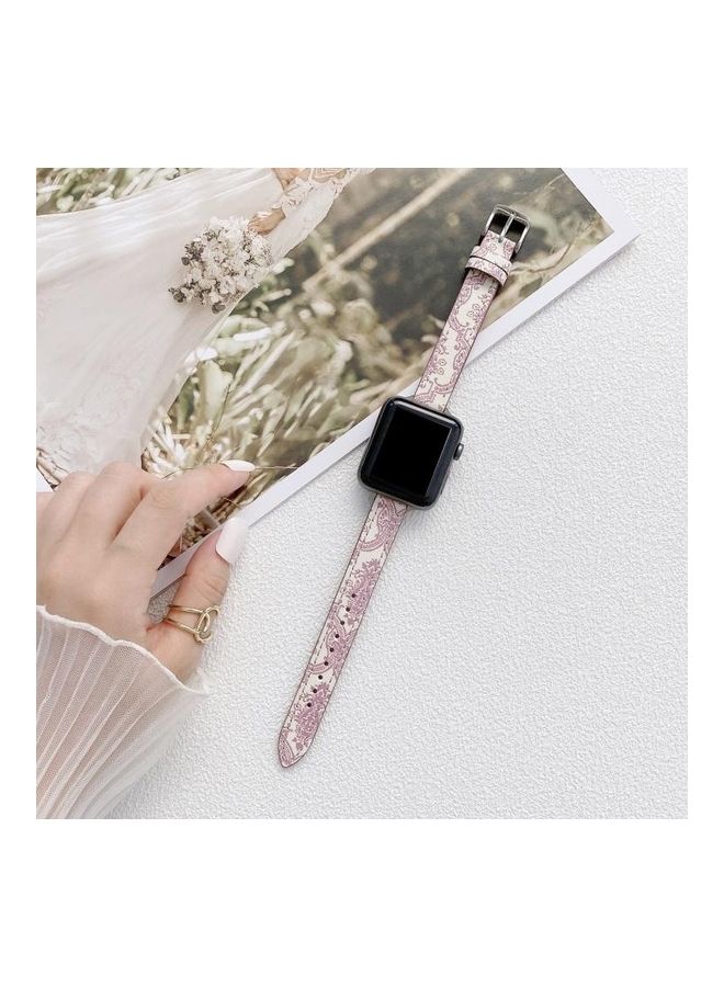 نيبمينينت سوار ساعة بديل من الجلد رفيع و صغير لساعة ابل سيريس 7/6/SE/5/4/3/2/1 مقاس 45/44/42 مم وردي - Image 1