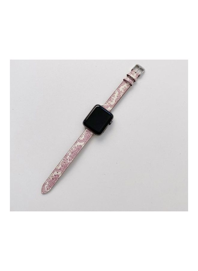 نيبمينينت سوار ساعة بديل من الجلد رفيع و صغير لساعة ابل سيريس 7/6/SE/5/4/3/2/1 مقاس 45/44/42 مم وردي - Image 2