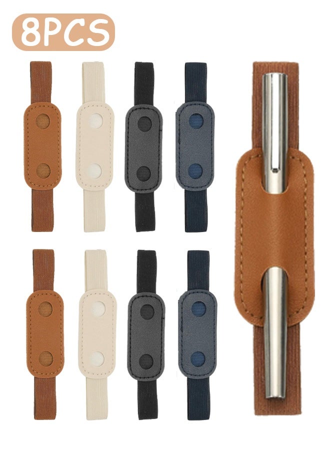 Quantum 8 PCS Leather Pen Holder, Adjustable Pen Loop Holder for Notebook, PU Leather Pen Holder for Tablet Diary Notebook - Image 1