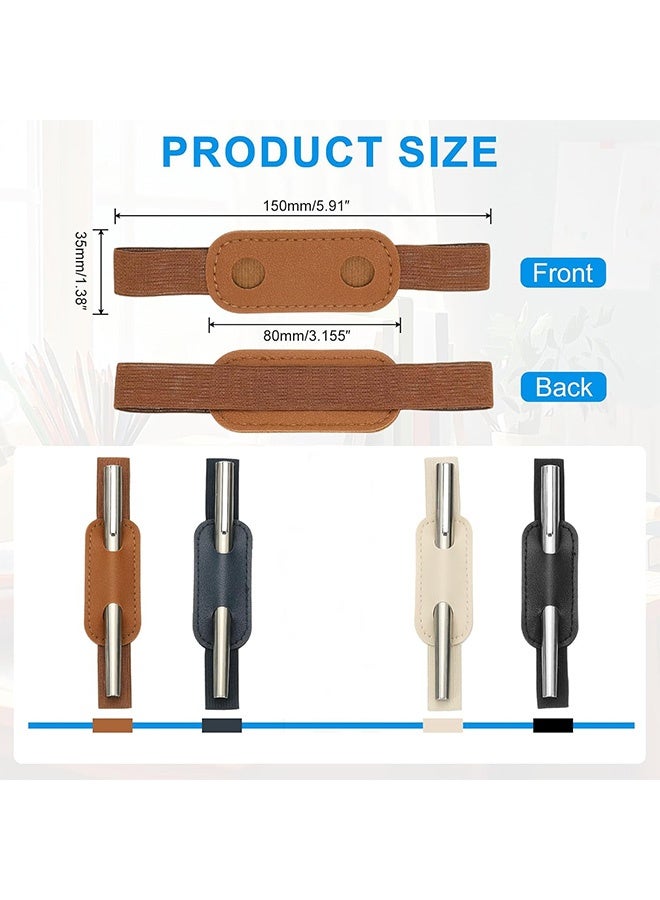 Quantum 8 PCS Leather Pen Holder, Adjustable Pen Loop Holder for Notebook, PU Leather Pen Holder for Tablet Diary Notebook - Image 2