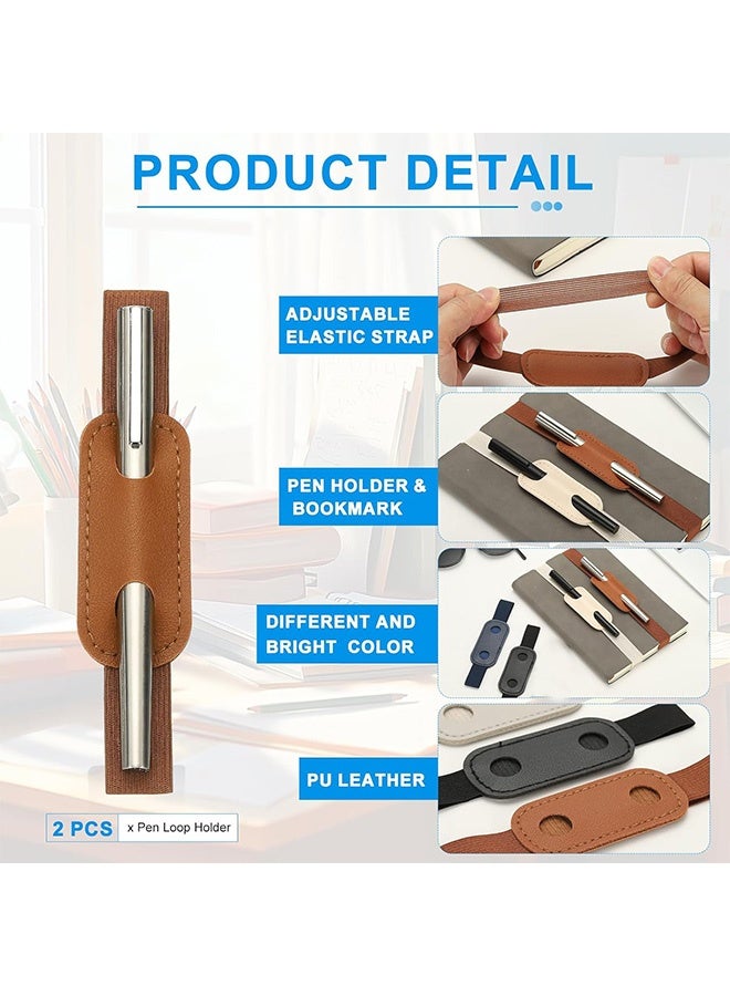 Quantum 8 PCS Leather Pen Holder, Adjustable Pen Loop Holder for Notebook, PU Leather Pen Holder for Tablet Diary Notebook - Image 3