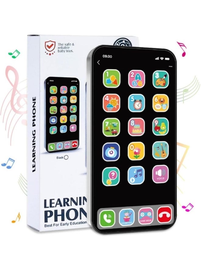 Baby Phone Toy, Baby Toy Phones that Can Touch and Slide, Children's Phone with Music, Interaction, and Educational Functions, Toy Phone Suitable for Children Aged 3+Years Old, Black  - Image 2