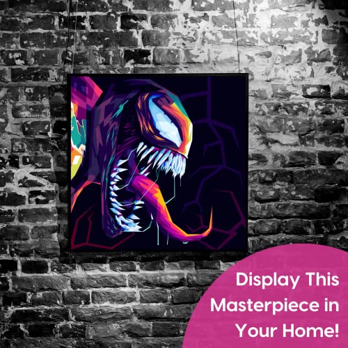 Modern Merch Marvel Diamond Art Kits for Adults, Venom 5D Diamond Painting for Adults, DIY Marvel Wall Art, Venom Wall Decor Cross Stitch Gem Art, Full Round Drill 12x12in - Image 2