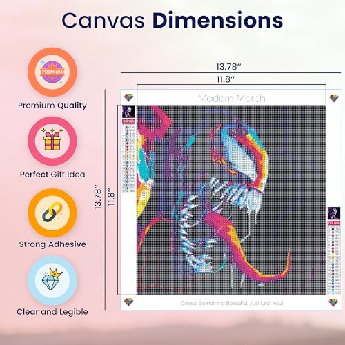 Modern Merch Marvel Diamond Art Kits for Adults, Venom 5D Diamond Painting for Adults, DIY Marvel Wall Art, Venom Wall Decor Cross Stitch Gem Art, Full Round Drill 12x12in - Image 4