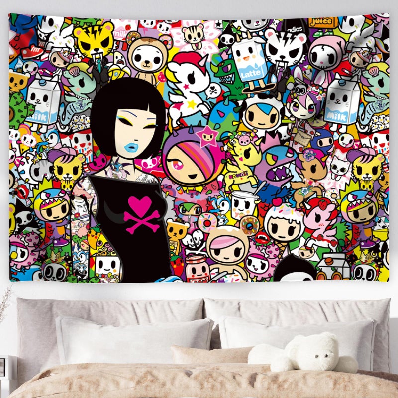Tokidoki Official Tokidoki Unicorno Tapestry Wall Hanging, 3x5ft Party Photography Backdrop Decorations for Living Room Bedroom Home, Cartoon Birthday Party Supplies Banner Tablecloth Beach Throws(Signature) - Image 4