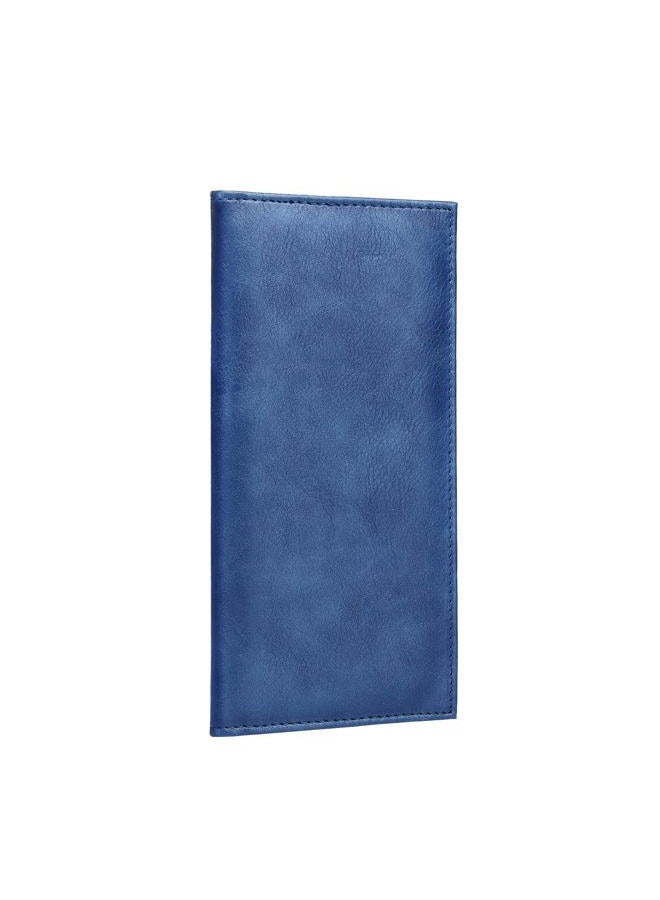 LLi Cufite Leather Checkbook Cover for Top & Side Tear Registers Duplicate Checks with Plastic Insert Flap Card Holder Pen Hoop Slim Wallet for Men Women, Cobalt, 7.01 x 3.50 x 0.3 inches, Classic - Image 1