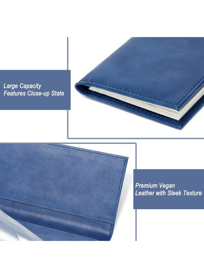 LLi Cufite Leather Checkbook Cover for Top & Side Tear Registers Duplicate Checks with Plastic Insert Flap Card Holder Pen Hoop Slim Wallet for Men Women, Cobalt, 7.01 x 3.50 x 0.3 inches, Classic - Image 5