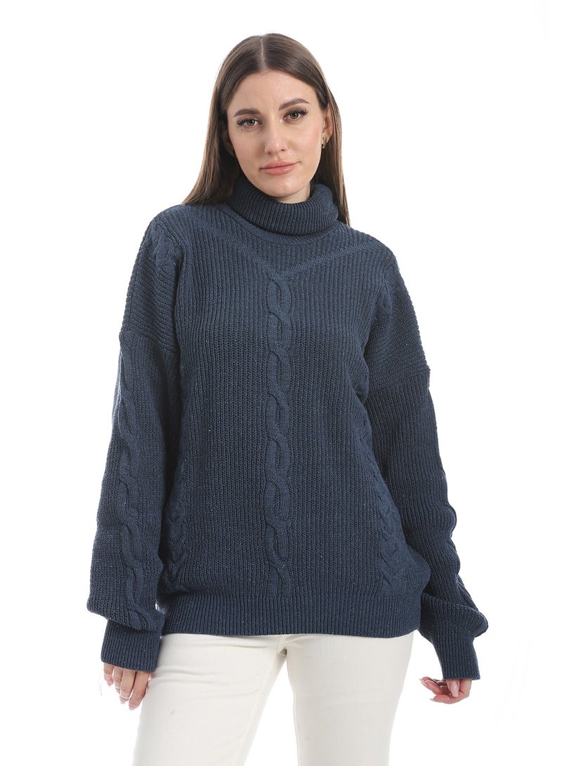 سيزار بلوفر صوف حريمي سادة برقبة عالية وتصميمات متعددة - Image 2