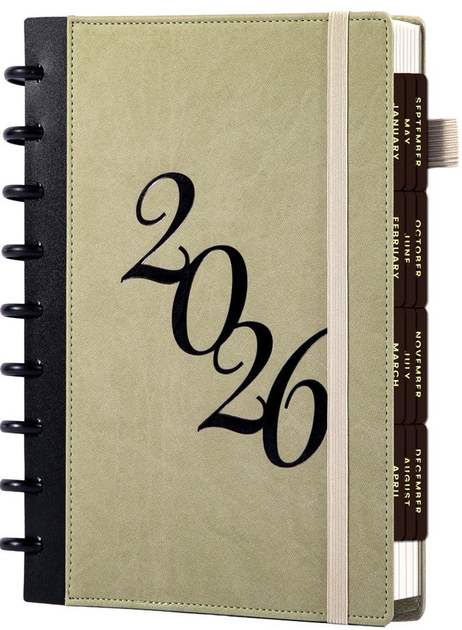 FLYING EAGLE 2026 Planner Weekly and Monthly 12 Months Jan 2026 - Dec 2026 Calendar Planners 7.8 x 9.6in Disc-Bound Hardcover Planner with Tabs, Inner Pocket, Pen Holder, Elastic Closure, Green - Image 1