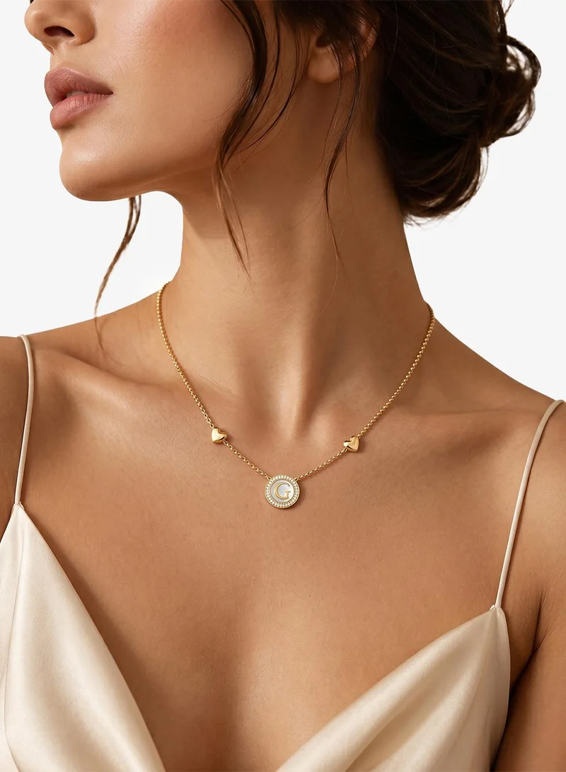 Guess Logo 16-18 Inch Pearly G Coin Necklace