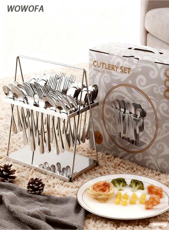 wowofa 36-piece tableware set, silver - Image 4