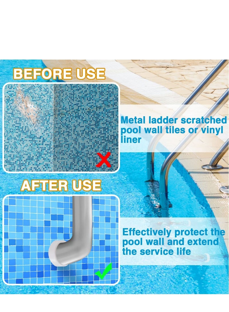 SYOSI مصدات درج حمام السباحة المطاطية (بيضاء) - تناسب أنابيب درج حمام السباحة بقطر 1.90 بوصة - غطاء مصد الداخل (عبوة من 4) - Image 2