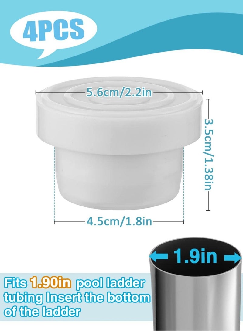 SYOSI مصدات درج حمام السباحة المطاطية (بيضاء) - تناسب أنابيب درج حمام السباحة بقطر 1.90 بوصة - غطاء مصد الداخل (عبوة من 4) - Image 4