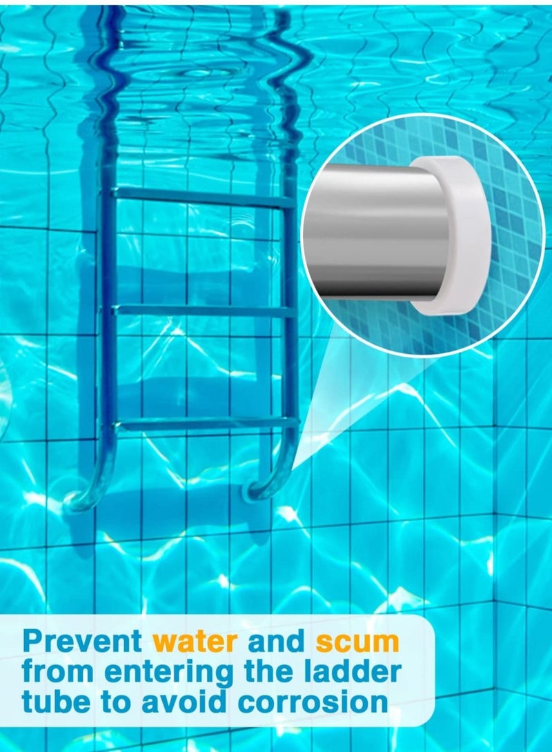 SYOSI مصدات درج حمام السباحة المطاطية (بيضاء) - تناسب أنابيب درج حمام السباحة بقطر 1.90 بوصة - غطاء مصد الداخل (عبوة من 4) - Image 3