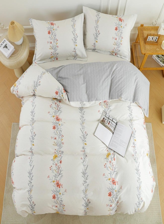 OAITE Duvet Cover Set King Size Floral Pattern Ultra Soft 100% Cotton Duvet Cover Sets 3-PC, Breathable Duvet Cover with Zipper Closure & Corner Ties(2 Pillow Shams,1 Duvet Cover) - Image 4