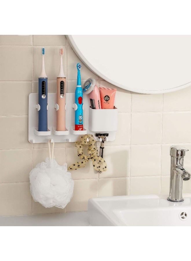simpletome Adhesive Electric Toothbrush Holder Wall Mounted Razor Hanger Bathroom Organizer Box ABS (White) - Image 2