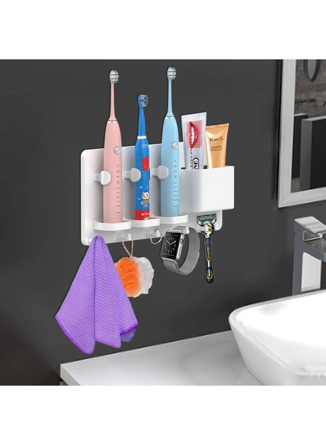simpletome Adhesive Electric Toothbrush Holder Wall Mounted Razor Hanger Bathroom Organizer Box ABS (White) - Image 5