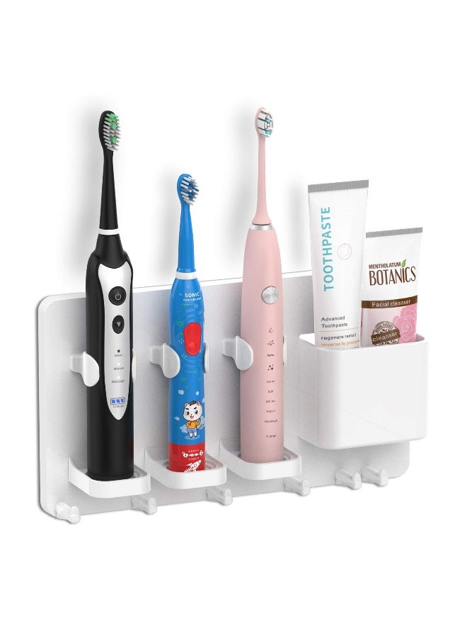 simpletome Adhesive Electric Toothbrush Holder Wall Mounted Razor Hanger Bathroom Organizer Box ABS (White) - Image 1