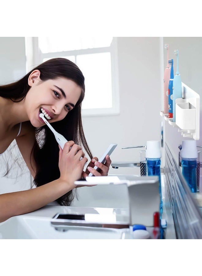 simpletome Adhesive Electric Toothbrush Holder Wall Mounted Razor Hanger Bathroom Organizer Box ABS (White) - Image 4