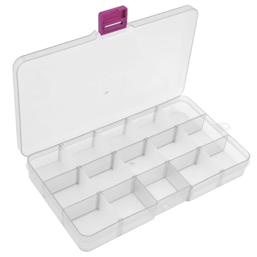 OriGlam 1pcs 17x10CM Plastic Organizer Storage Box with Adjustable Dividers, Jewelry Storage Container Box for Office Supplies Beads Crafts Fishing Tackles (Transparent) - Image 1