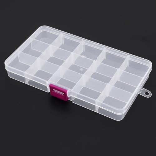 OriGlam 1pcs 17x10CM Plastic Organizer Storage Box with Adjustable Dividers, Jewelry Storage Container Box for Office Supplies Beads Crafts Fishing Tackles (Transparent) - Image 3