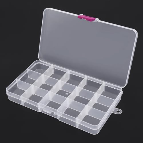 OriGlam 1pcs 17x10CM Plastic Organizer Storage Box with Adjustable Dividers, Jewelry Storage Container Box for Office Supplies Beads Crafts Fishing Tackles (Transparent) - Image 2