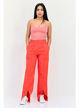 The Giving Movement Women Regular Fit Brand Logo Wide Leg Pants, Red  - Image 4